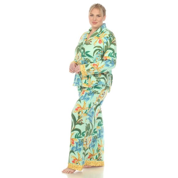 Plus Size Two Piece Wildflower Print Pajama Set - Picture 2 of 5